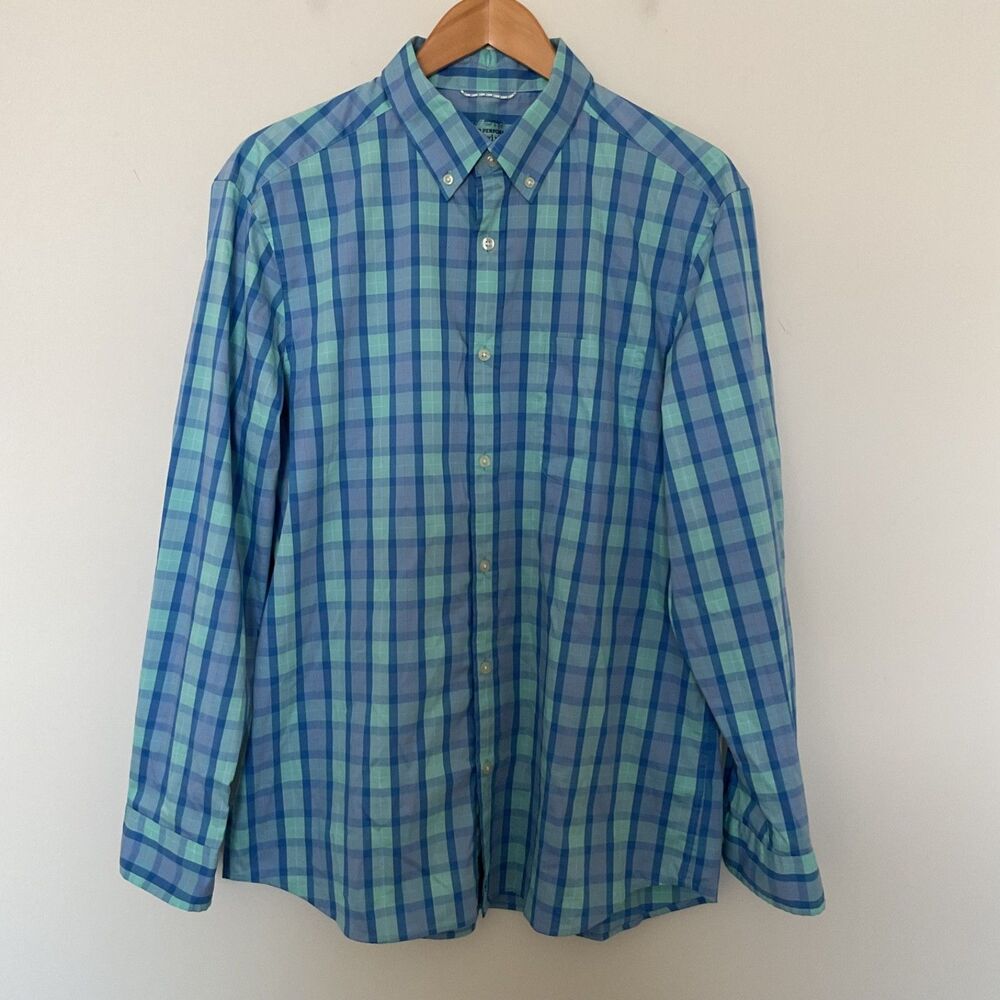 Vineyard Vines On-The-Go Performance Brrr Plaid Button Down Shirt Mens L Blue